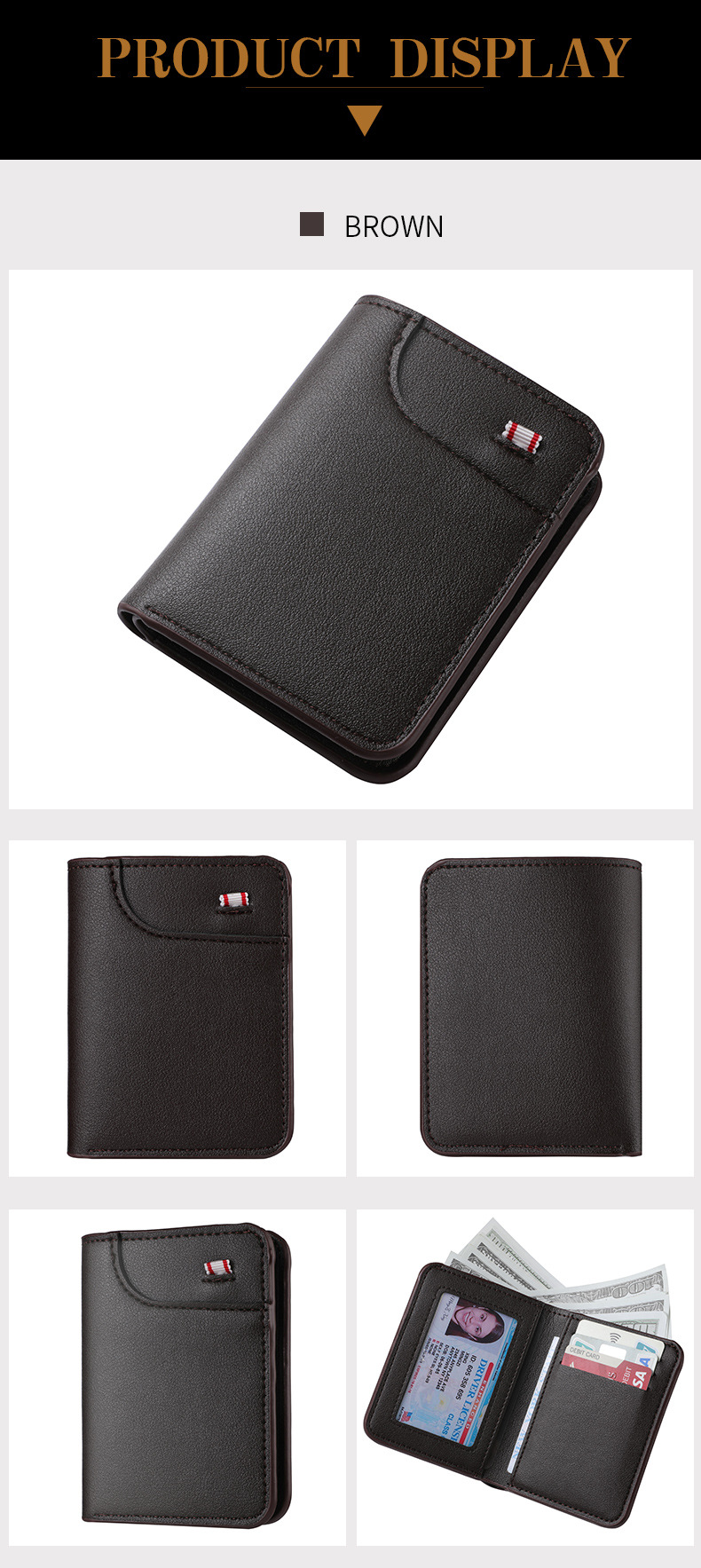 竖款男士钱包男超薄小钱包证件皮套男款美金夹迷你小钱包男式卡包详情16