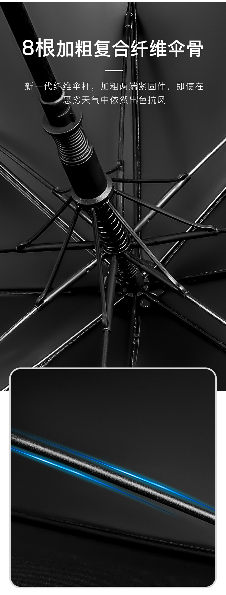 雨伞自动大号男士直杆长柄伞批发弯柄高尔夫伞印刷logo礼品广告伞详情11