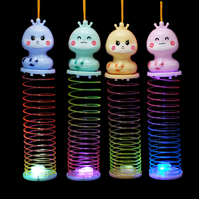 Snake Year lantern Rainbow Ring Cross-border exclusive supply of cartoon snake baby luminous elastic rainbow ring spring ring toys wholesale pic 6
