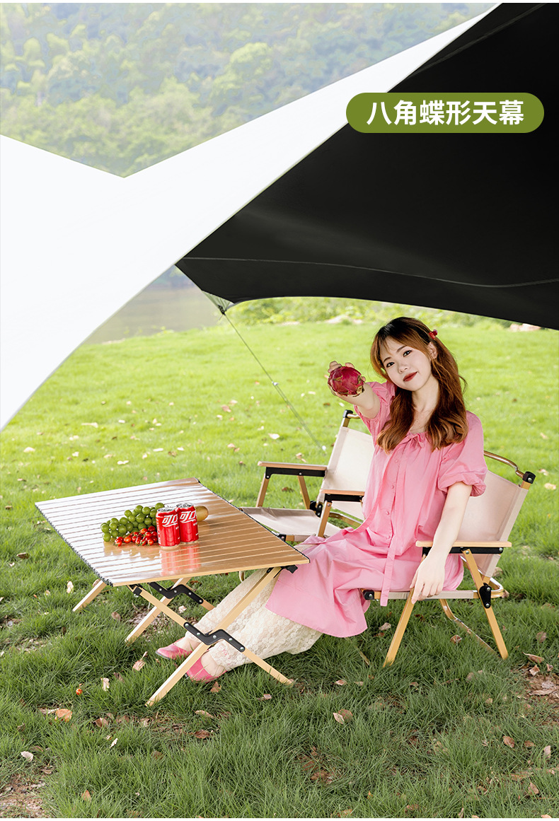 户外露营天幕帐篷定制印logo印字全遮光黑胶防晒野营凉棚防晒隔热详情14