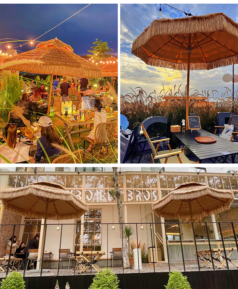 3MLE茅草伞户外遮阳伞庭院伞中柱伞室外摆摊太阳伞露营草棚稻详情11