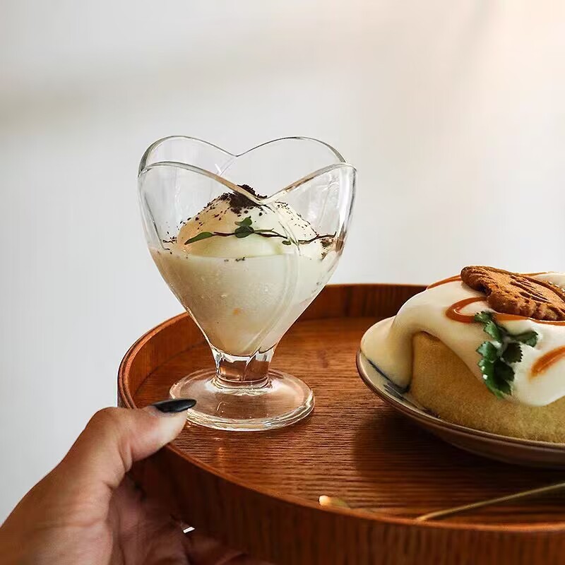 Wholesale InS-style glass lotus ice cream cups, dessert yogurt glass cups, fruit smoothies, fruit cups and cake cups pic 8