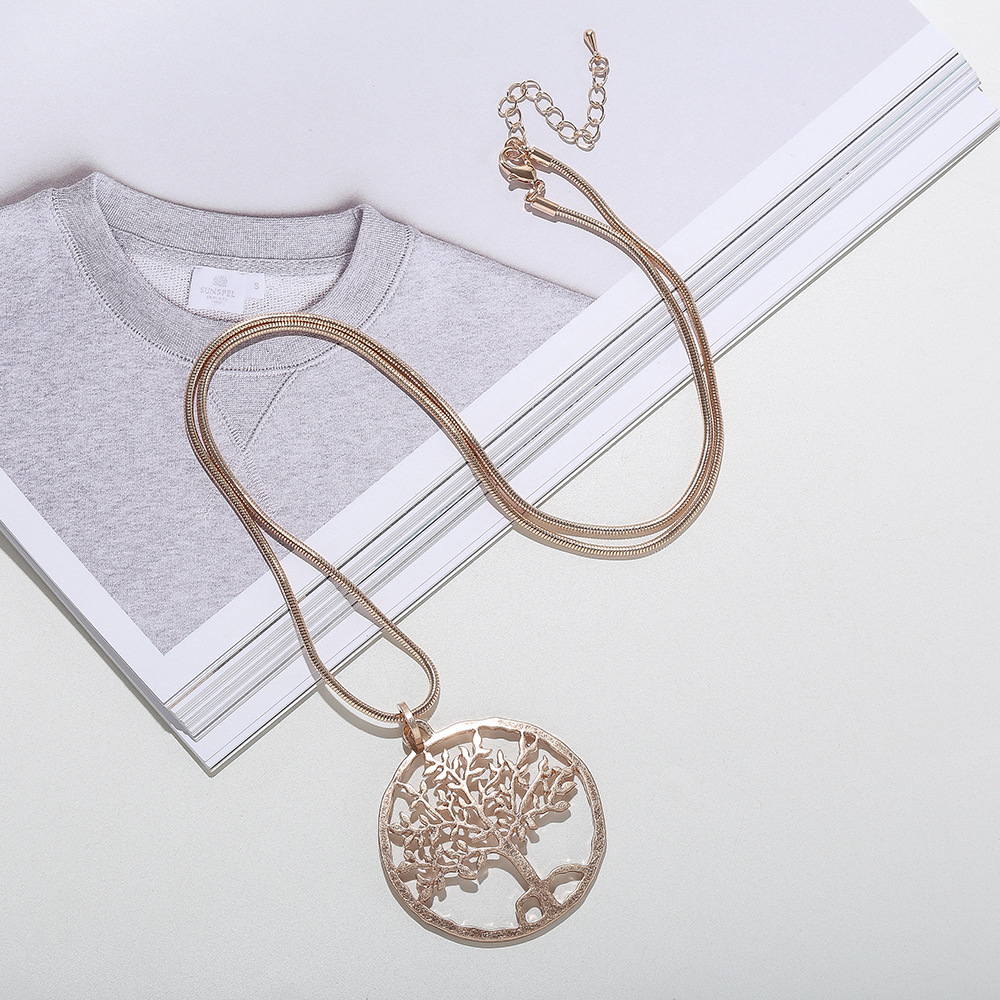 外贸饰品亚马逊速卖通欧美链条镂空生命树长款项链毛衣链时尚百搭详情9