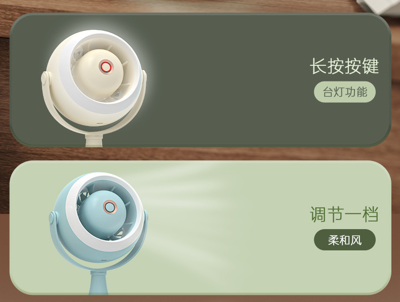 2024新款涡轮夜灯小风扇家用卧室落地桌面台式大风力户外露营详情10