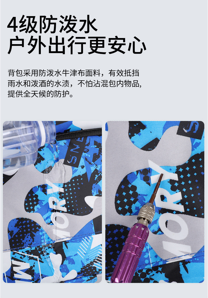 迷彩印花背包外贸大容量休闲双肩包电脑包男初中高中男女学生书包详情7