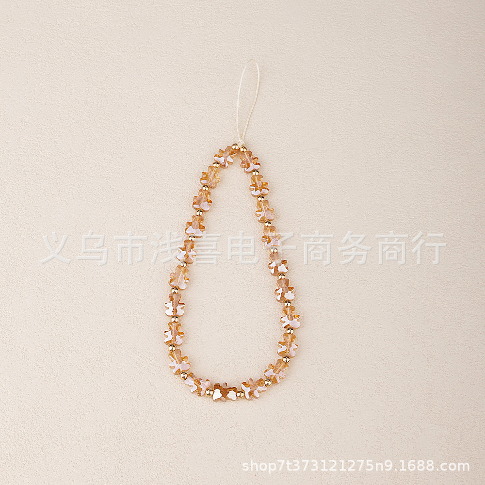 Original new style bear crystal mobile phone chain woven beaded pendant, portable and niche mobile phone case pendant for girls pic 7