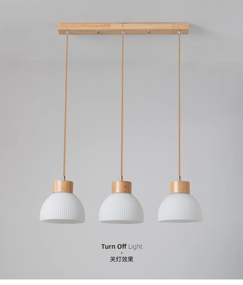 北欧简约原木小吊灯三头餐厅卧室床头玻璃阳台吧台日式饭厅实木灯详情11