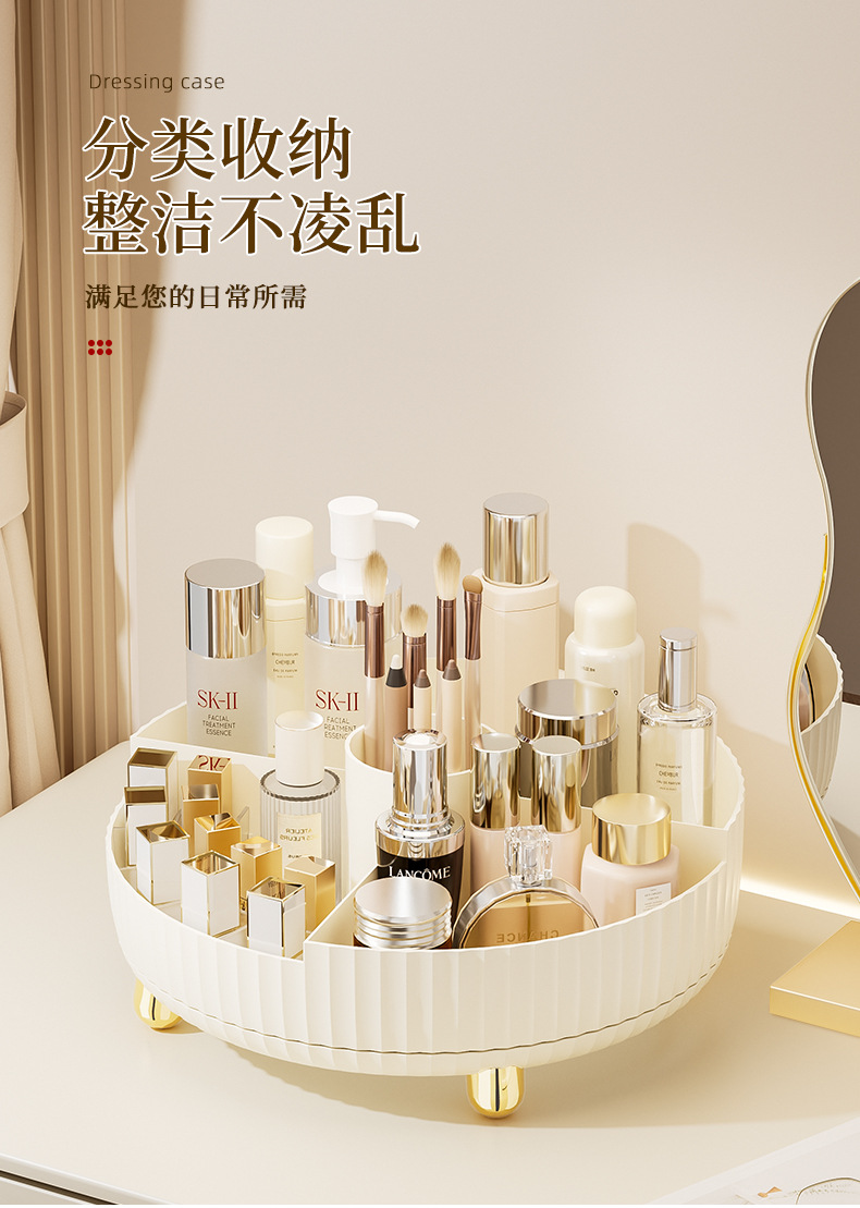Wholesale cosmetics storage boxes, large-capacity, rotatable desktop for home use, plastic shelves for skin care products, eye shadow and lipstick pic 5