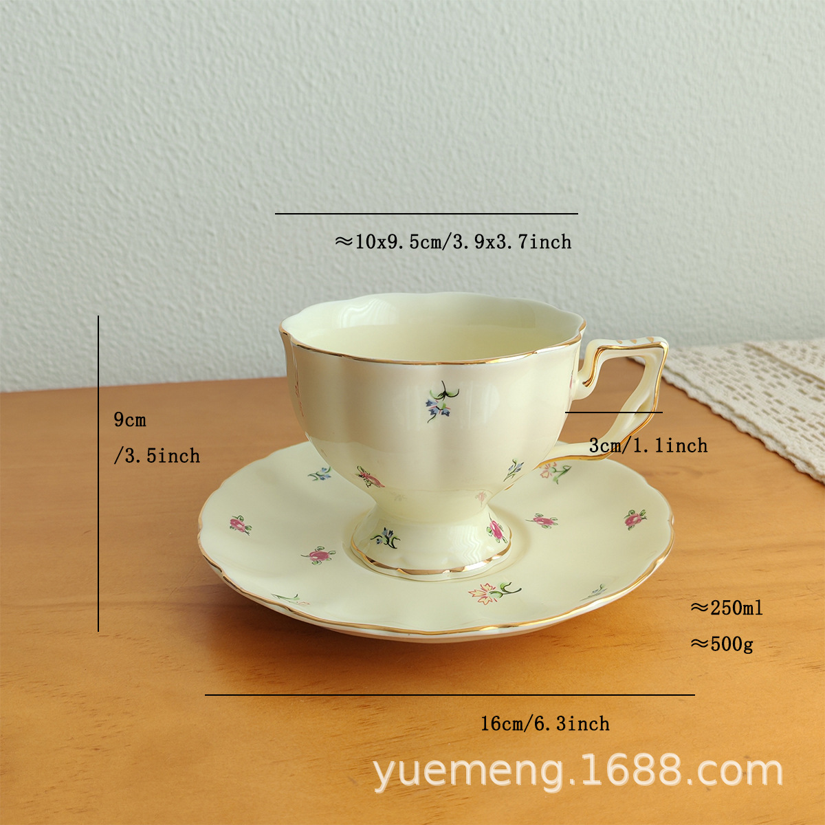 European-style ins coffee cup and saucer set, ceramic, British-style gold-edged tea cups and teapots, French restaurant cups, daily gifts pic 18