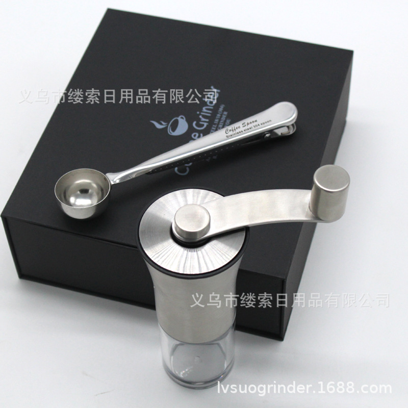 Cross-border coffee grinder, manual coffee grinder, 304 stainless steel coffee bean grinder, coffee spoon LOGO available pic 13