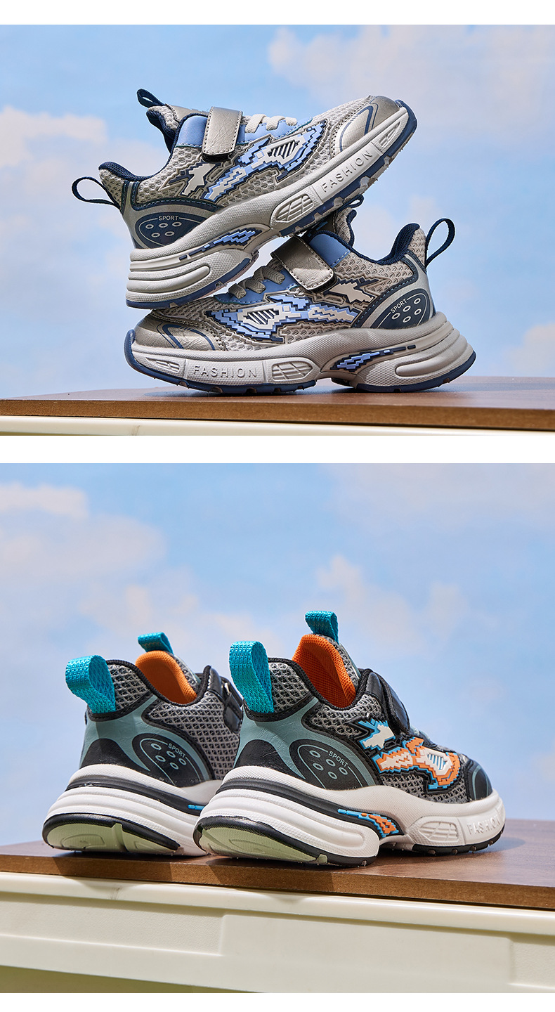 儿童运动鞋男女童老爹鞋2025春秋透气网面中童轻便软底跑步男童鞋详情14