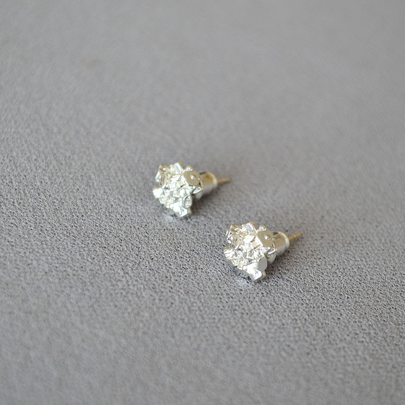 如钻一般闪耀金属光泽不规则晶簇芽简约黄铜镀金镀银925银针耳钉详情3