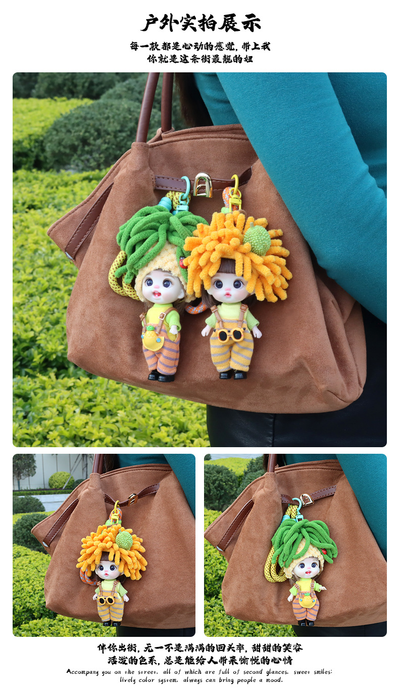 Trendy fruit toys, cute kids, 13 cm mobile phones, schoolbags, pendants, dolls, birthday gifts, dolls, scene decorations pic 4