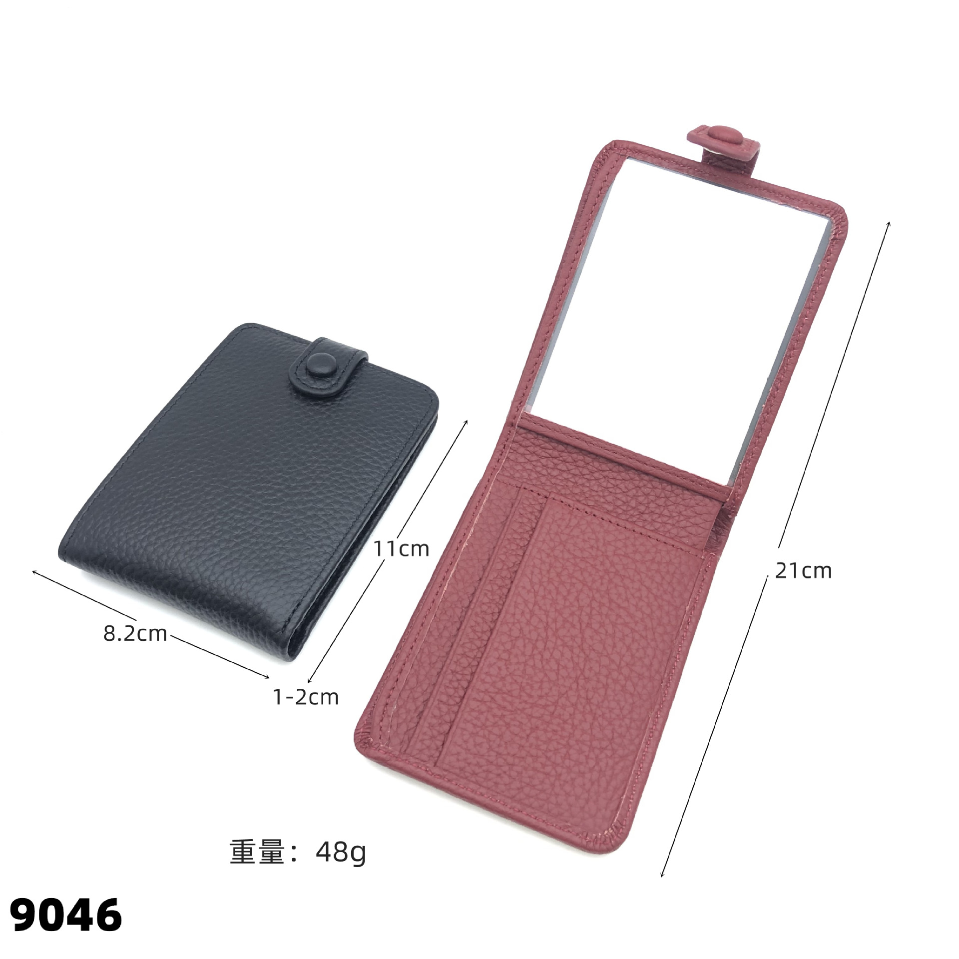 简薄钱夹头层牛皮荔枝纹镜窗暗扣小钱包横款证件包外贸款男女钱包详情2