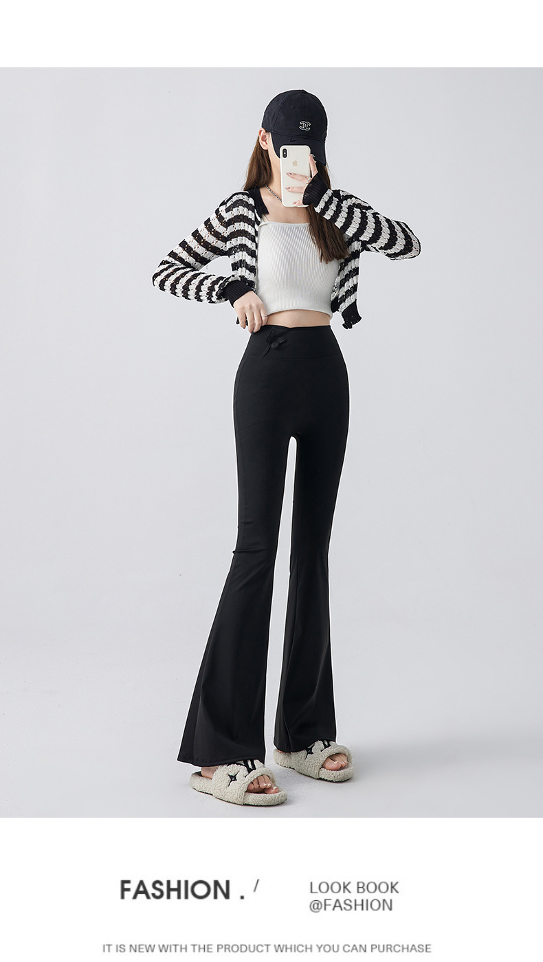 国风微喇裤女高腰喇裤长裤春秋新款外穿鲨鱼裤显瘦拖地高弹马蹄裤详情25