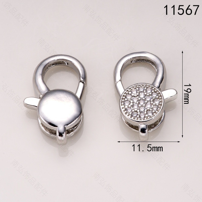 Pearl necklace clasp rose shell blade pin clasp connection end clasp sweater chain diy jewelry accessory pearl necklace clasp head full inlay zircon heavy industry lobster clasp spring clasp handmade end clasp sweater chain pic 8