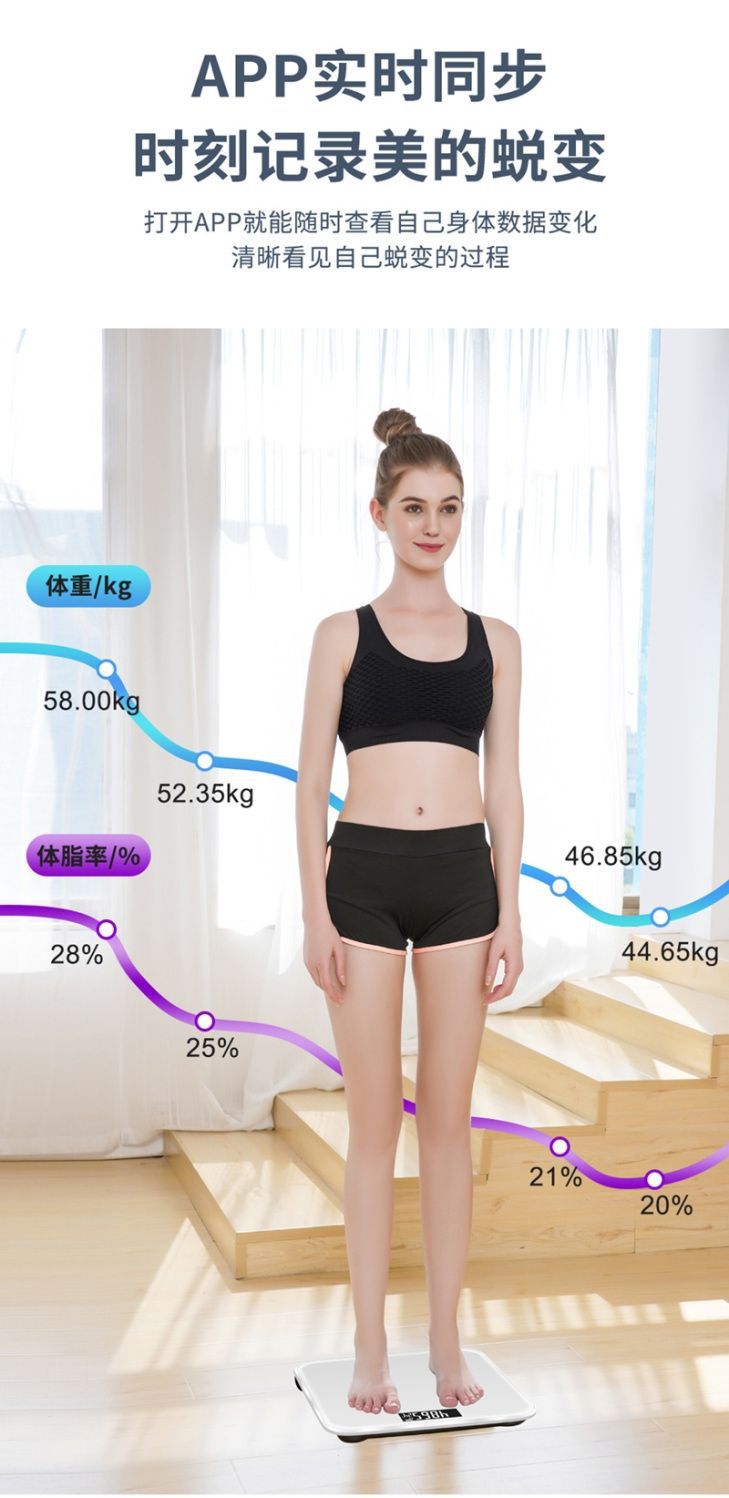 The electronic weight scale for body fat is highly accurate and precise. It is specially designed for use in adult student dormitories for charging and weight loss for girls pic 24