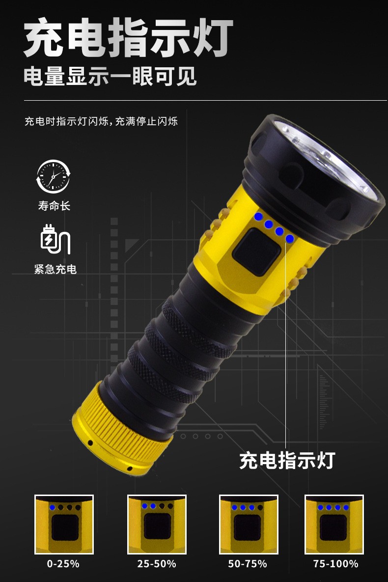 跨境新品派力德多灯手电筒铝合金远射白激光手电8+1超长续航详情17