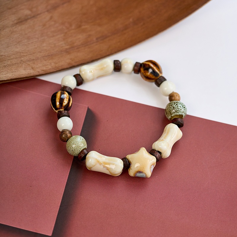 景德镇陶瓷手链新不掉色女夏季百搭学生古风串珠手串小清新流行详情12