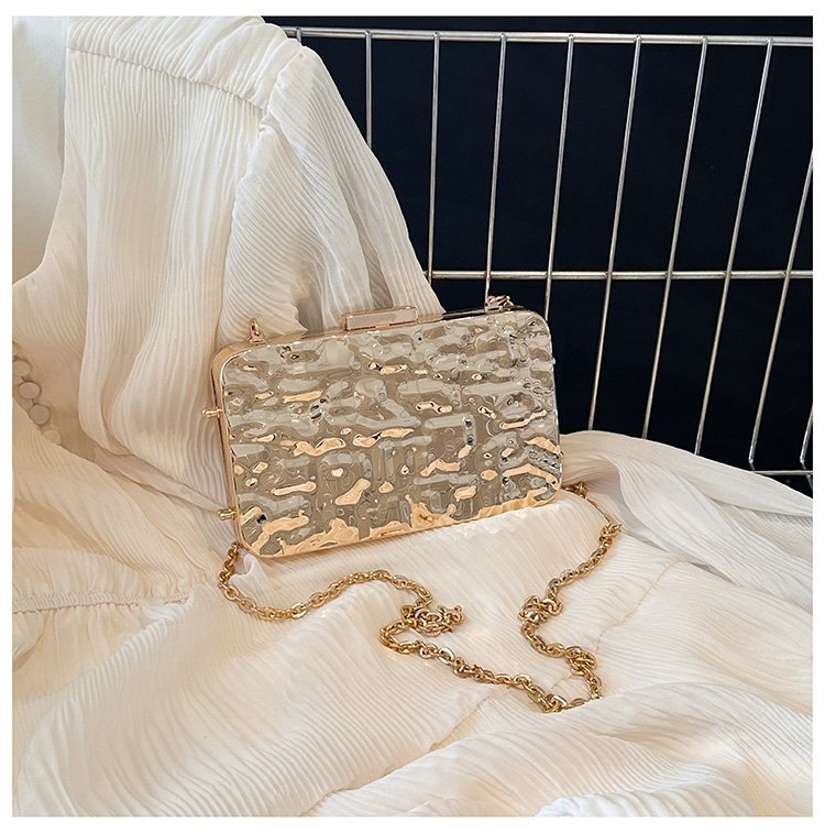 晚宴包金属2024夏季新款盒子女包链条单肩斜挎包褶皱跨镜女手机包详情50