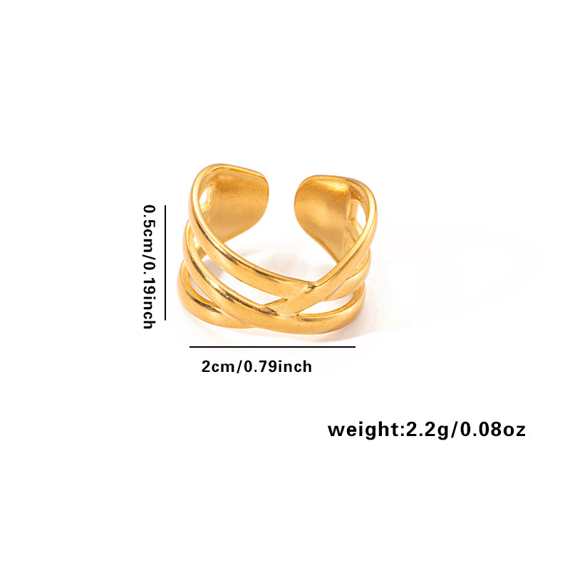 欧美时尚ins风简约钛钢戒指18k镀金不规则几何不锈钢女士饰品热销详情38