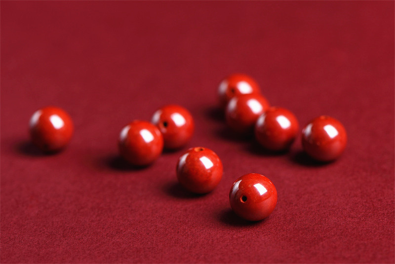 Jiuya Crystal natural raw ore cinnabar loose beads, purple gold sand round beads, semi-finished products, imperial red sand decorative beads pic 20