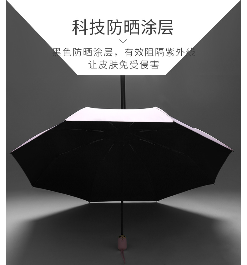 全自动雨伞晴雨两用黑胶太阳伞创意韩版女三折伞加印logo雨伞定制详情18