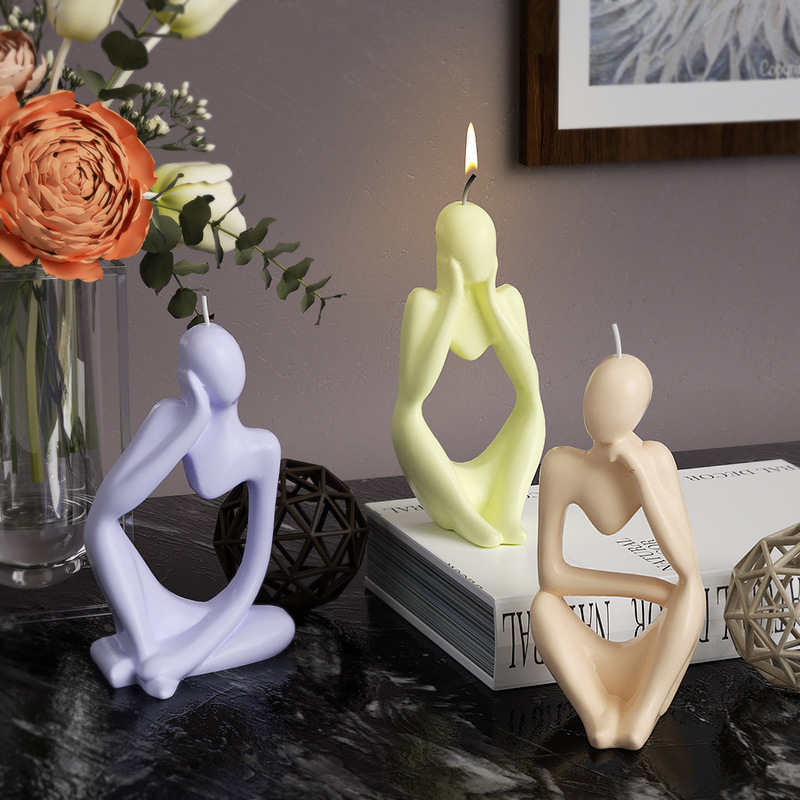 Crystal resin diy portrait candle silicone mold 2D three-dimensional Thinker portrait scented plaster mold wholesale pic 3