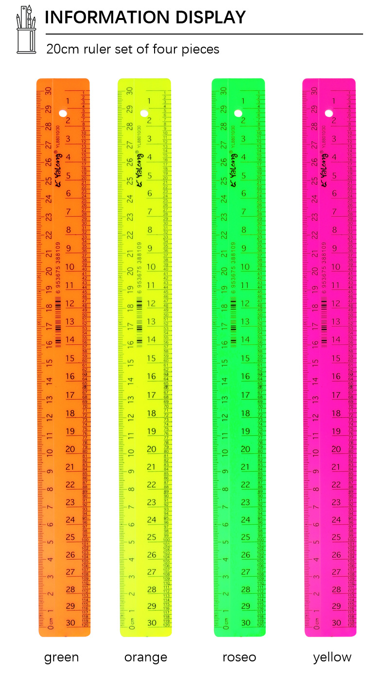Yalong Cross-border plastic ruler 30 centimeters school ruler for students pic 6