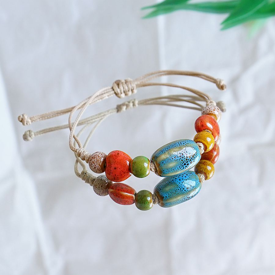 Jingdezhen ceramic woven bracelet for women, new Chinese-style artistic best friend, forest-themed ancient style bracelet gift wholesale pic 11