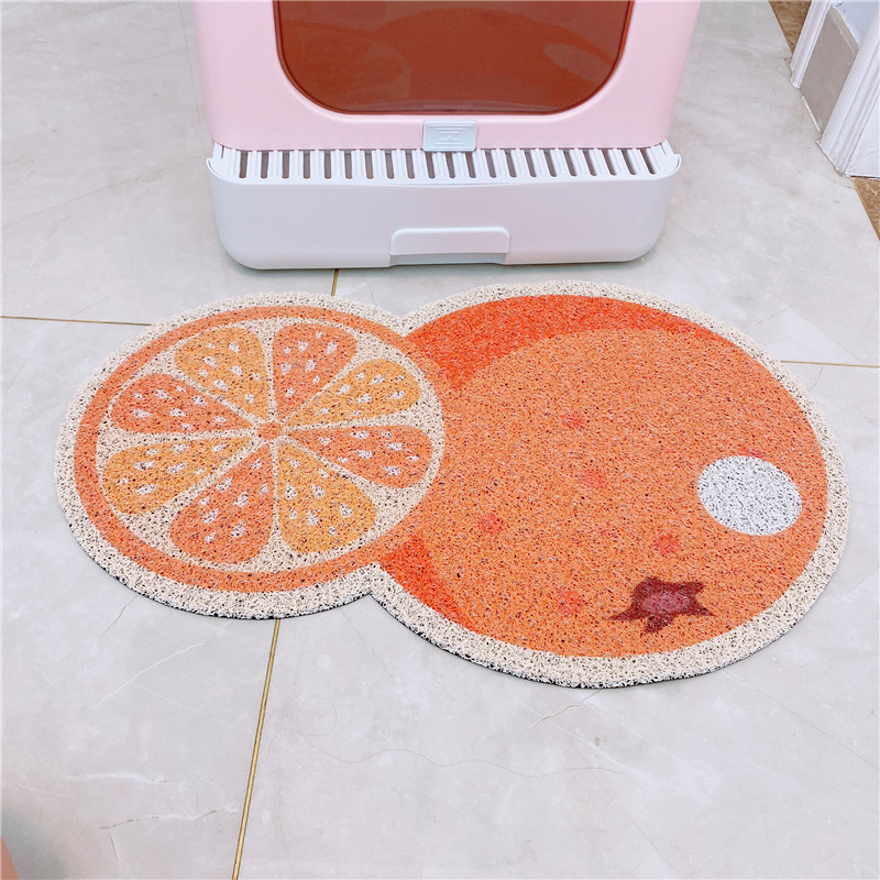 可爱水果猫砂垫草莓柠檬香蕉桃子猫咪垫子猫砂盆猫厕所防外溅地垫跨境出口家用地垫立体硅藻泥脚垫卫生间防滑门口浴室吸水地垫膨胀详情12