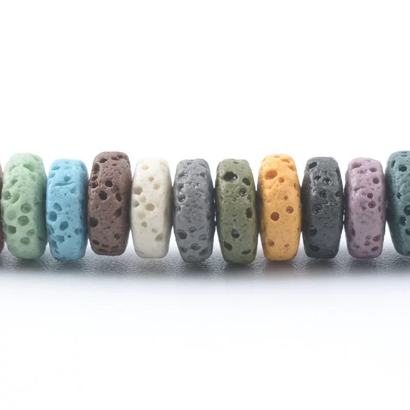 diy handmade beaded jewelry accessories with colored volcanic rock and volcanic stone, original pieces, spacers, thin sheets and scattered beads pic 1