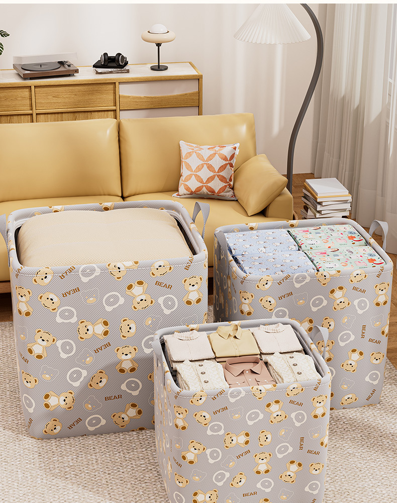 Wardrobe moisture-proof storage basket, fabric clothes, cotton quilt, dust-proof drawstring opening storage bag, large-capacity four-piece set, organizing bag pic 13