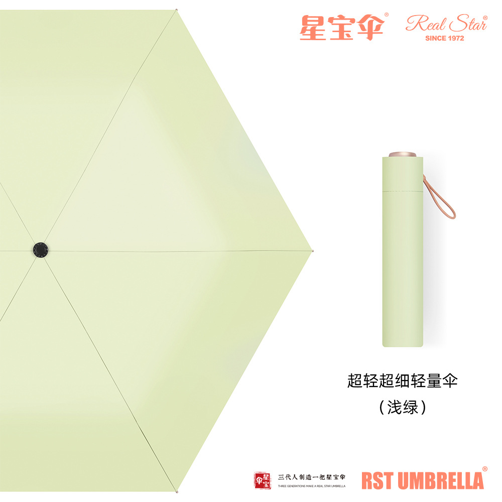 素色超轻防晒伞三折6股手动遮阳晴雨伞黑胶图层轻便雨伞详情26