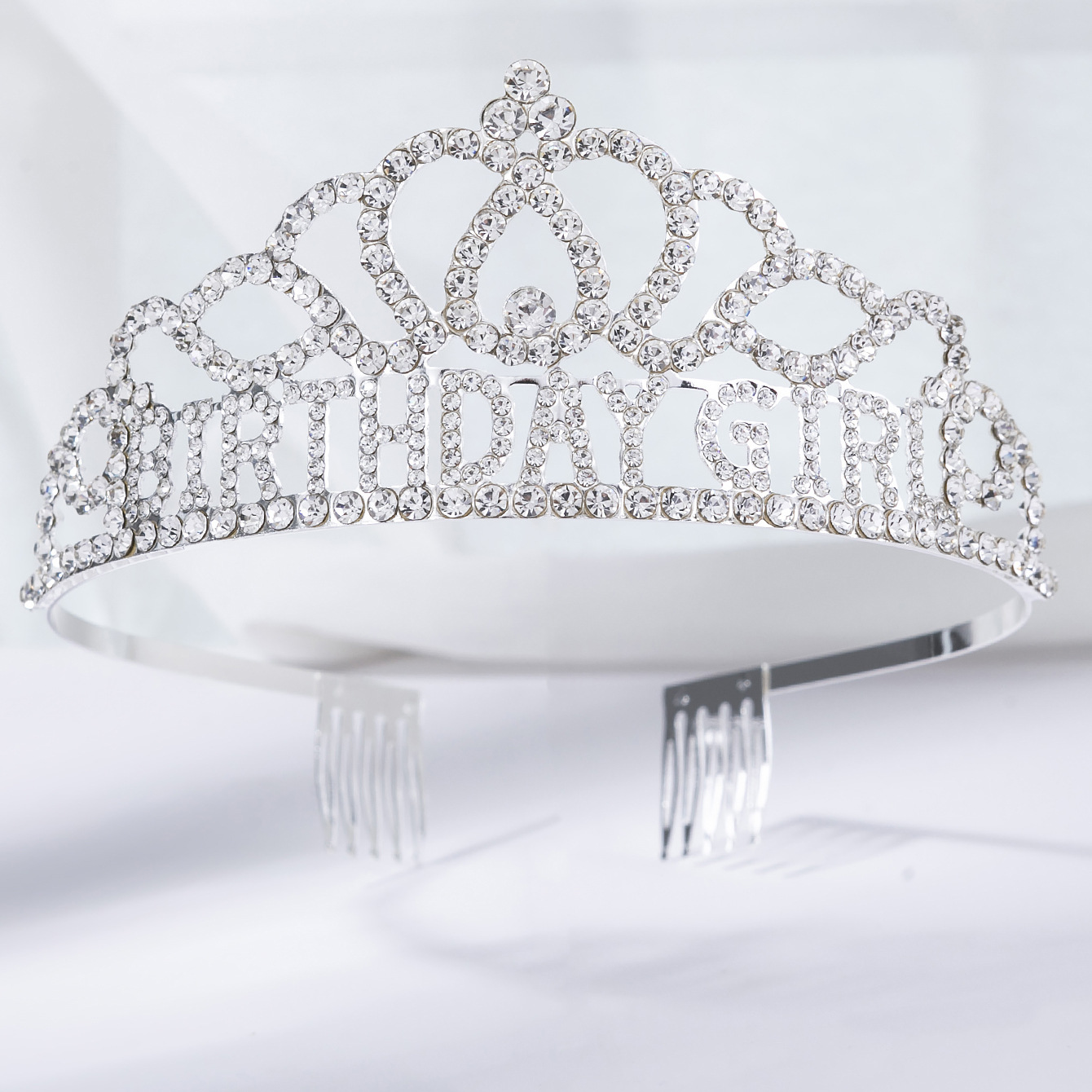 Factory direct sales cross-border crown headwear supply BIRTHDAY GIRL English letter water diamond birthday girl Crown party headwear pic 11