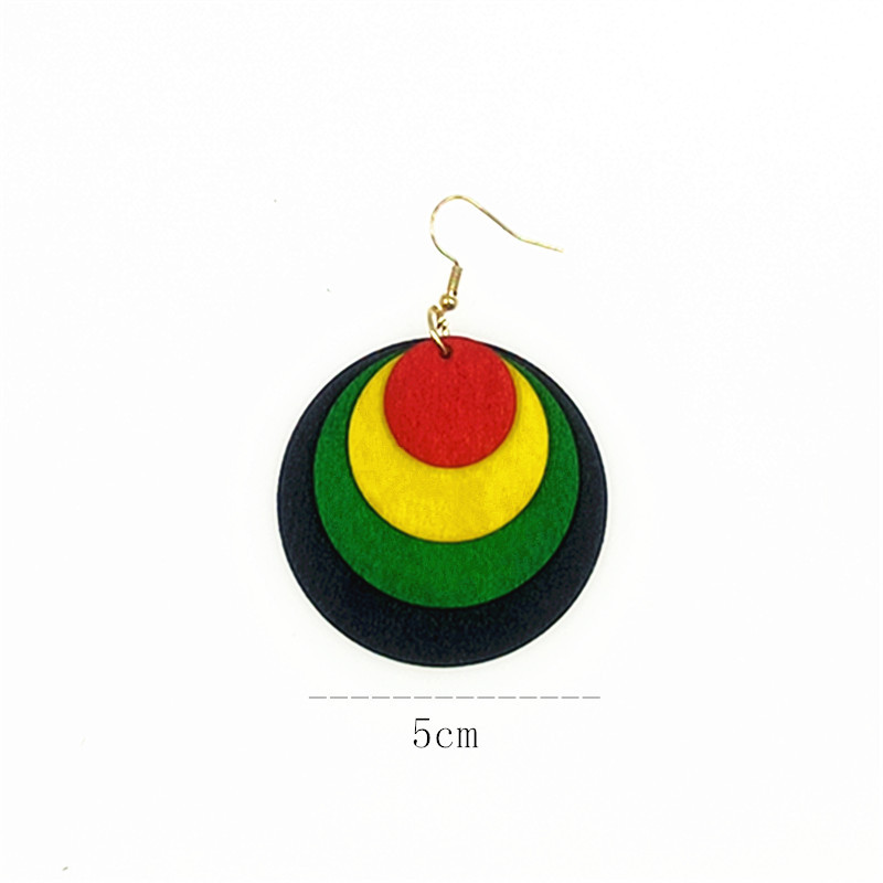 非洲亚马逊跨境多色耳环木片切割多层个性耳饰黑人历史月耳勾详情6