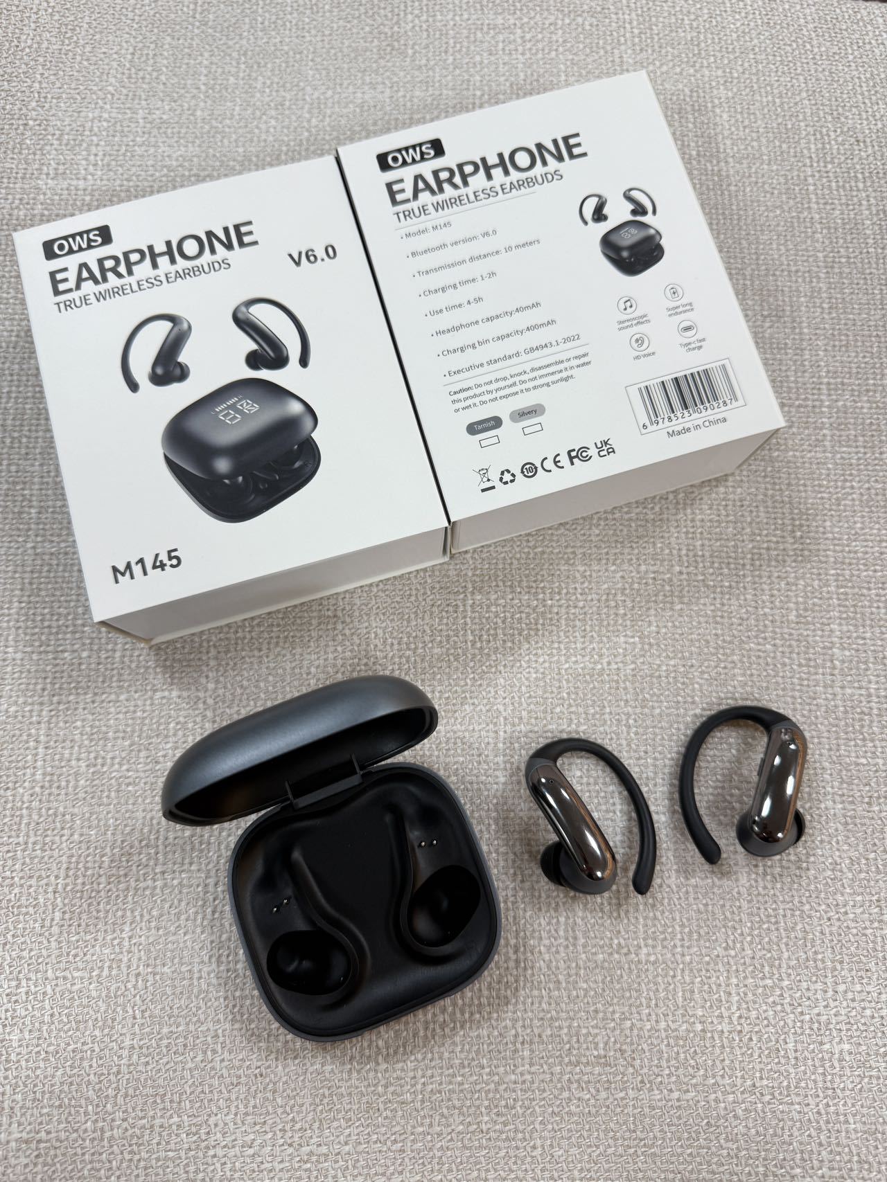 New smart cross-border model M145 ear-hanging OWS semi-in-ear open Bluetooth headphones with dual digital display private mold pic 2