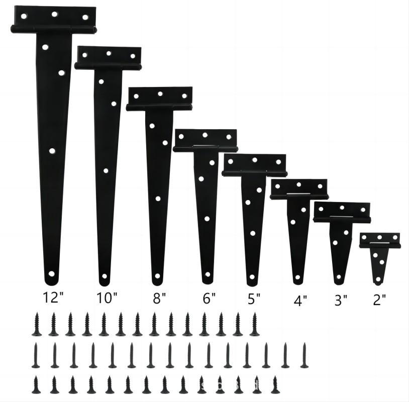 Lightweight T-shaped hinges, T-shaped hinges, triangular hinges, slotted bearing doors, black paint, 2 inches -12 inches pic 4