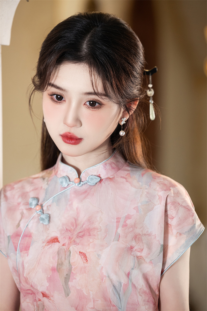 The new Chinese style of traditional Chinese style improvement 2025 Spring/Summer new mesh sleeved dress is suitable for young ladies to wear daily in cheongsam pic 14