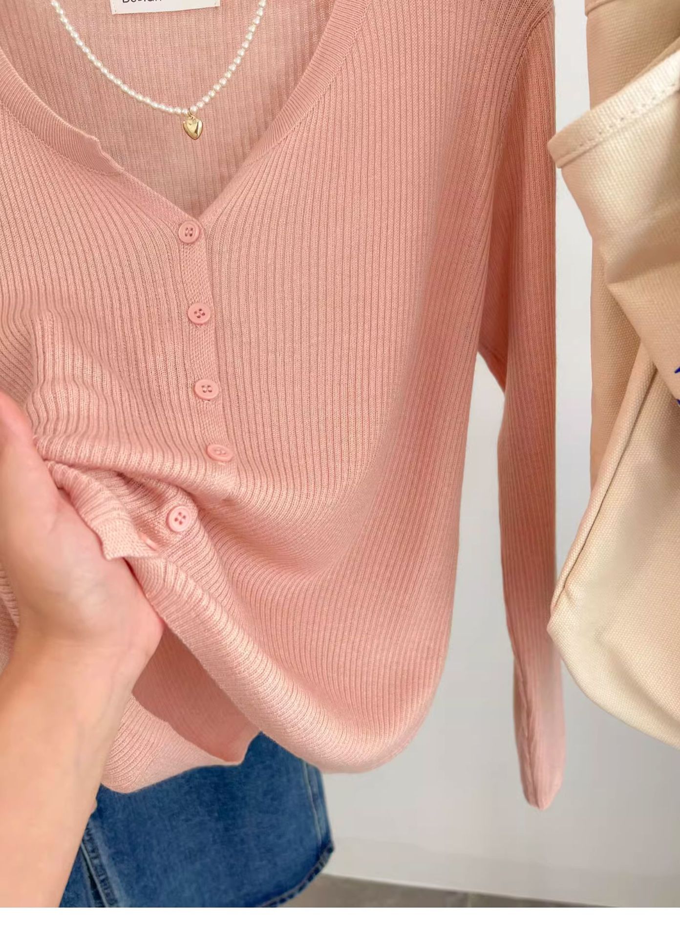A short woolen cream-colored knitted coat for women, a long-sleeved cardigan for spring and autumn, and a chanel-style innerwear with a base layer pic 26