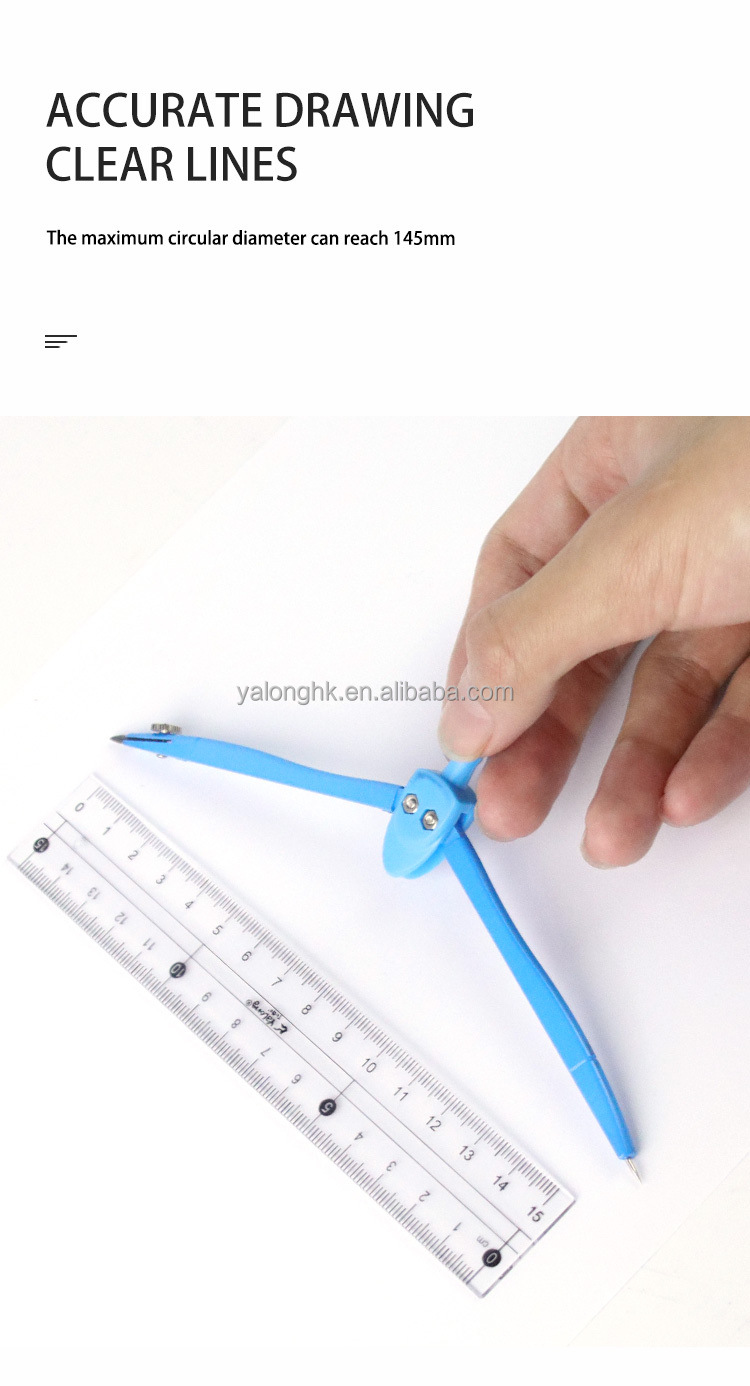 Yalong Cross-border Classical 3-color student metal compass, zinc alloy material compass, for geometric drawing pic 5