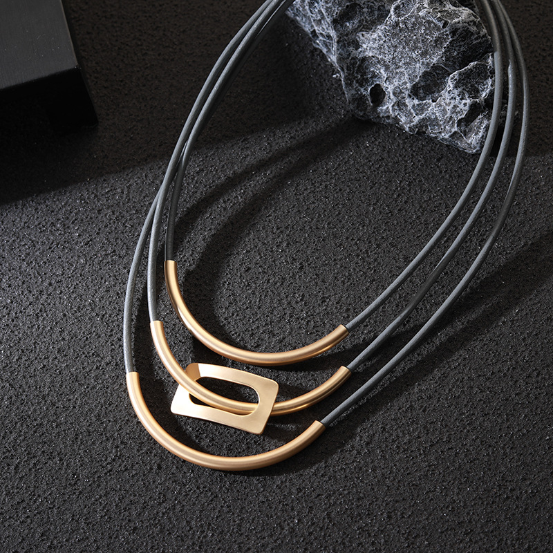 亚马逊热卖欧美个性夸张风重工多层金属饰品时尚高级感女士锁骨链详情9