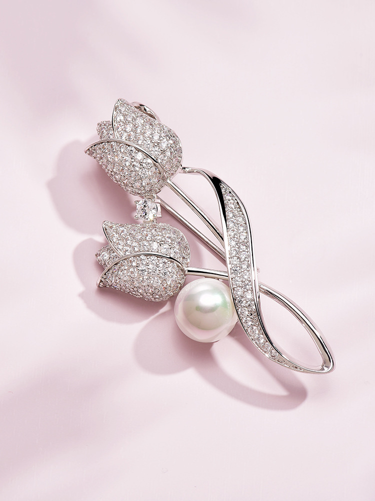 双头郁金香胸针女花朵胸花秋冬大衣外套别针西装配饰2022年新款潮详情5