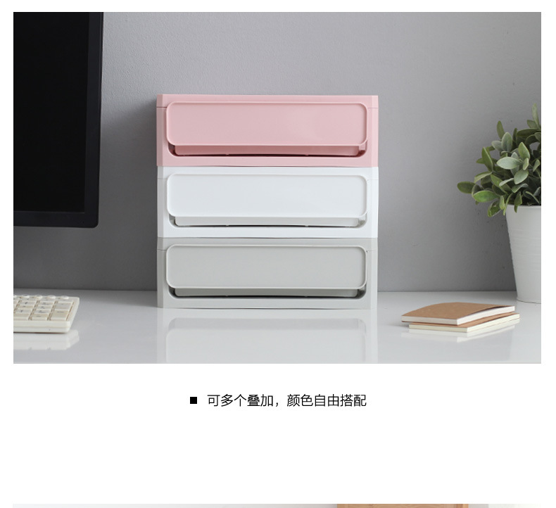 Desktop storage box, drawer-type home office filing cabinet, student dormitory miscellaneous storage box, dust-proof and stackable pic 6