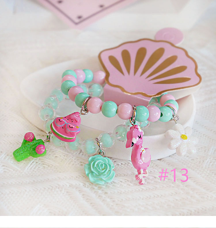 欧美外贸新款儿童首饰卡通火烈鸟冰淇淋星星蝴蝶结手链戒指耳夹详情19