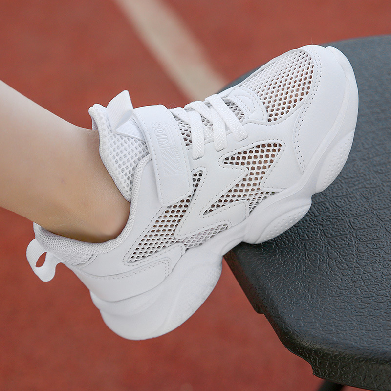 批发男童白色运动鞋女童白鞋儿童小白鞋2024新款中小学生波鞋工厂详情5