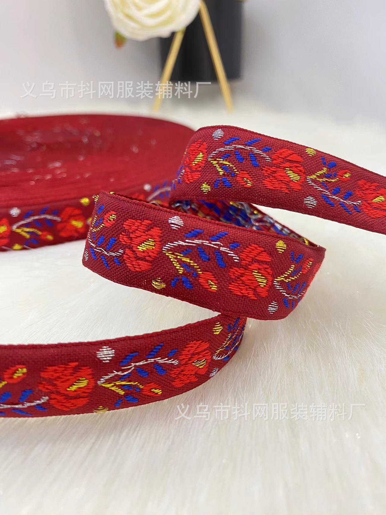 现货民族风提花织带diy蝴蝶结刺绣织带国风发饰发夹服饰包边带详情8