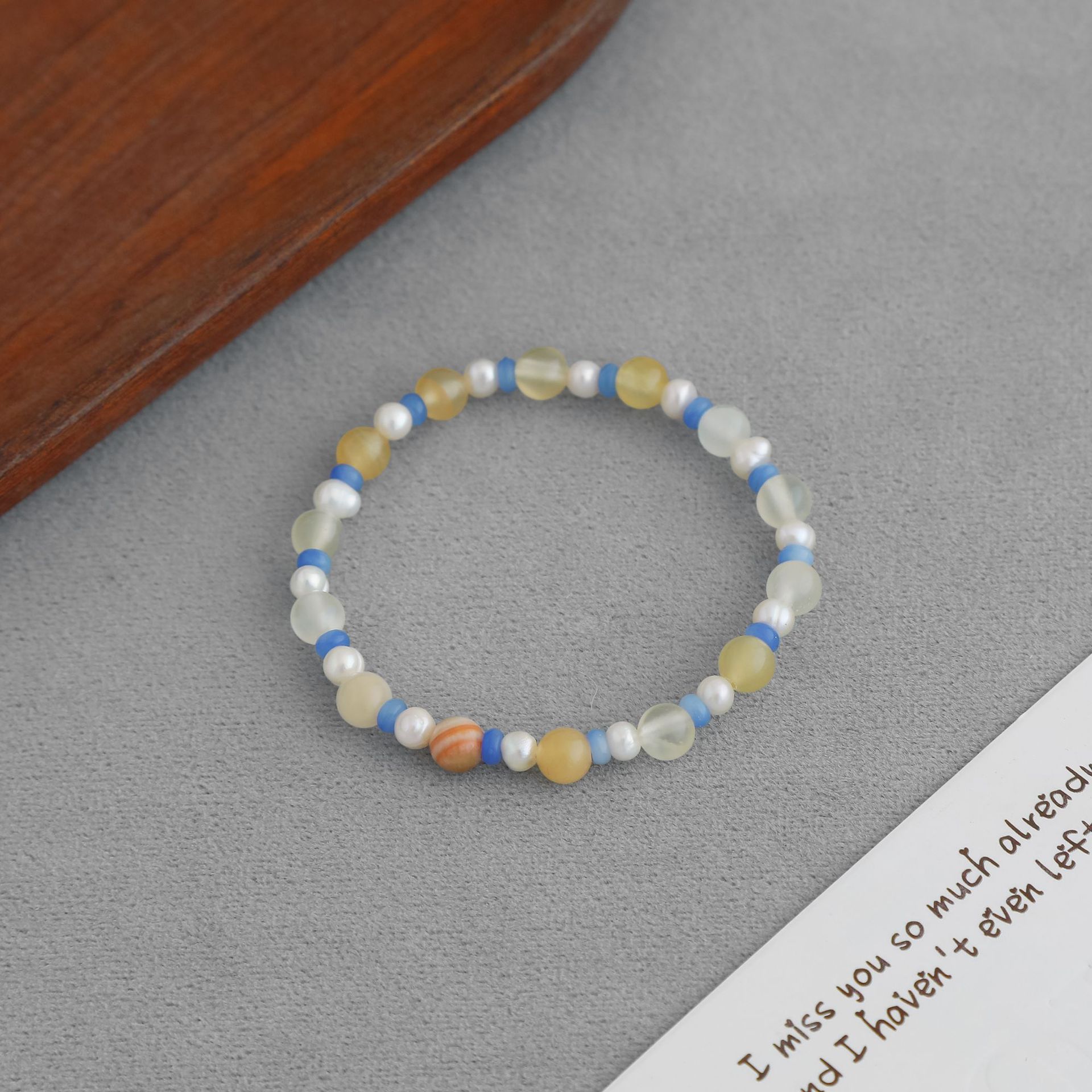 WP*家海盐太妃糖串珠手链 新中式气质简约米黄玉淡水珍珠串珠手链详情6