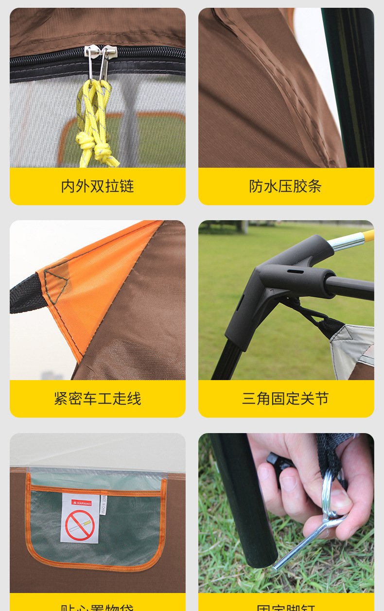 超大型户外帐篷便携式二室一厅野营用品防晒防雨露营帐篷适用多人详情14