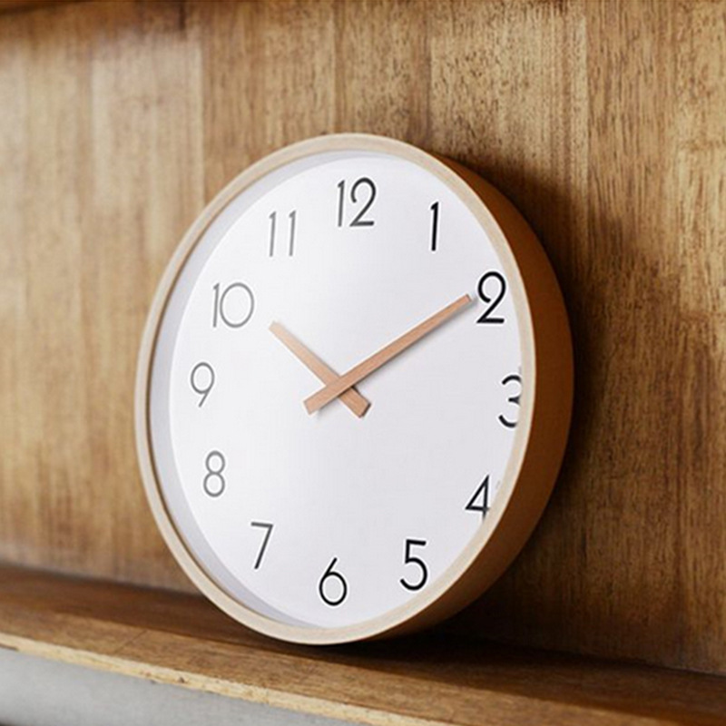 E-commerce cross-border bestseller solid wood silent scanning simple design artistic clock, Nordic wooden clock, wooden wall clock pic 2